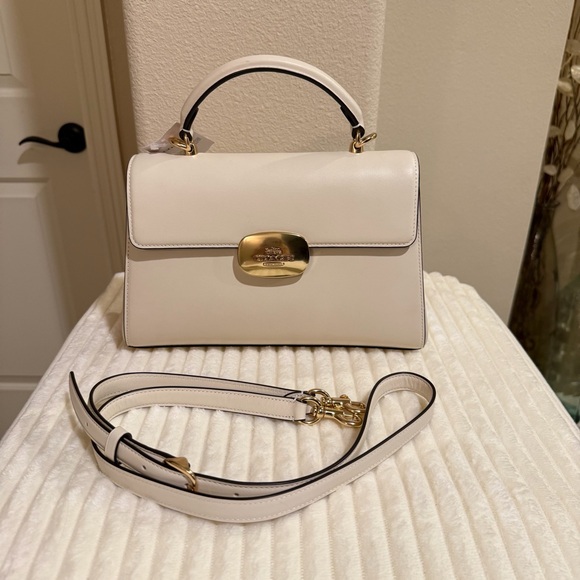Coach Eliza Top Handle bag in chalk Satchel Crossbody with Gold Hardware. - Picture 3 of 14